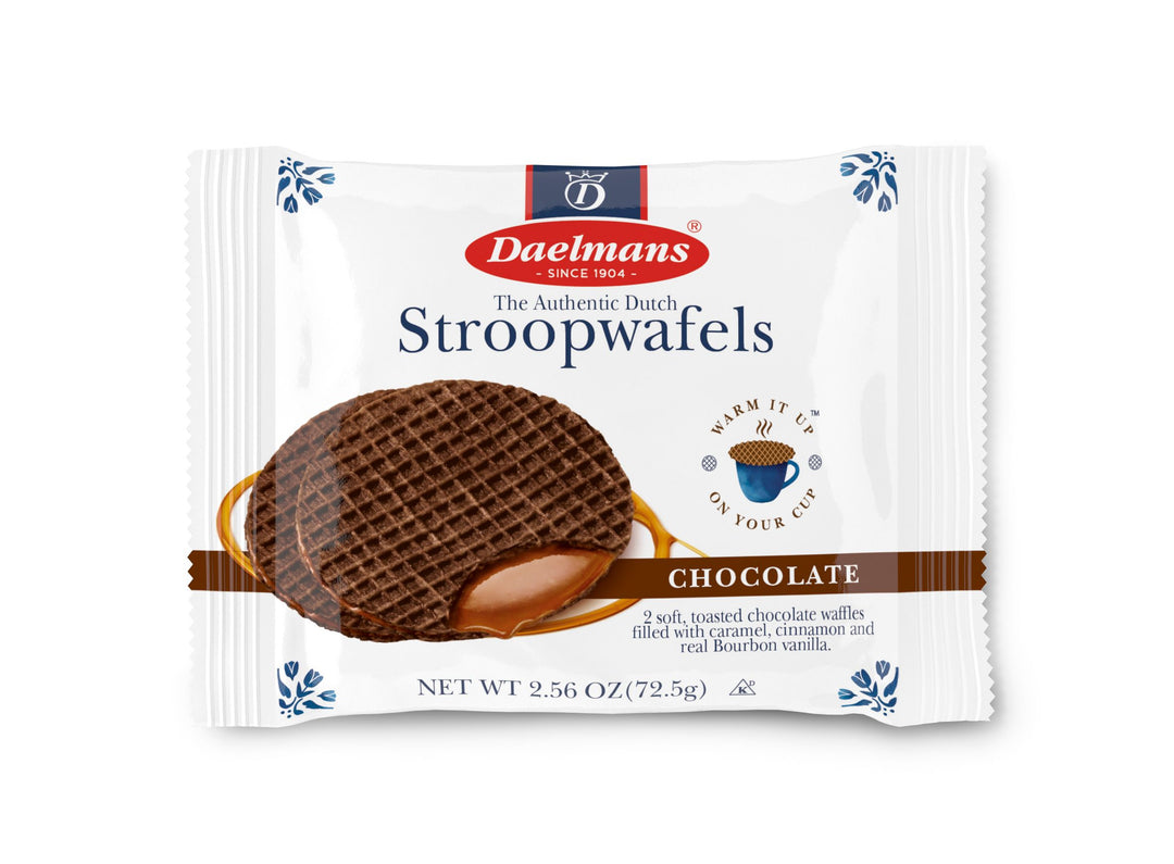 Daelmans Jumbo Chocolate Stroopwafel Wafer Duo Pack-2.56 oz.-12/Box-4/Case