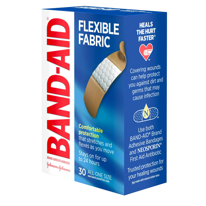 Band Aid Flexible Fabric Comfortable All One Size Bandages Box-30 Count-6/Box-4/Case