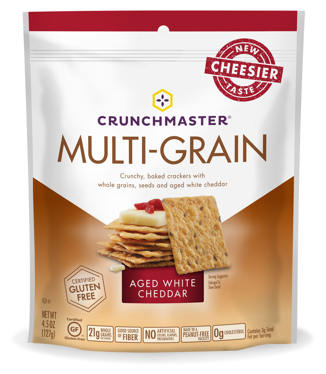 Crunchmaster Multi-Grain Crackers White Cheddar-4 oz.-12/Case