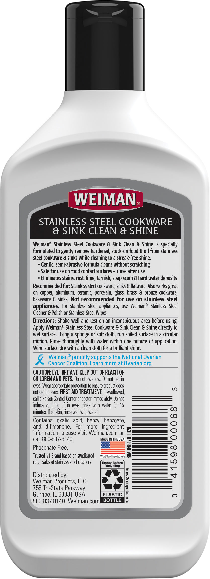Weiman Stainless Steel Sink Cleaner-8 oz.-6/Case