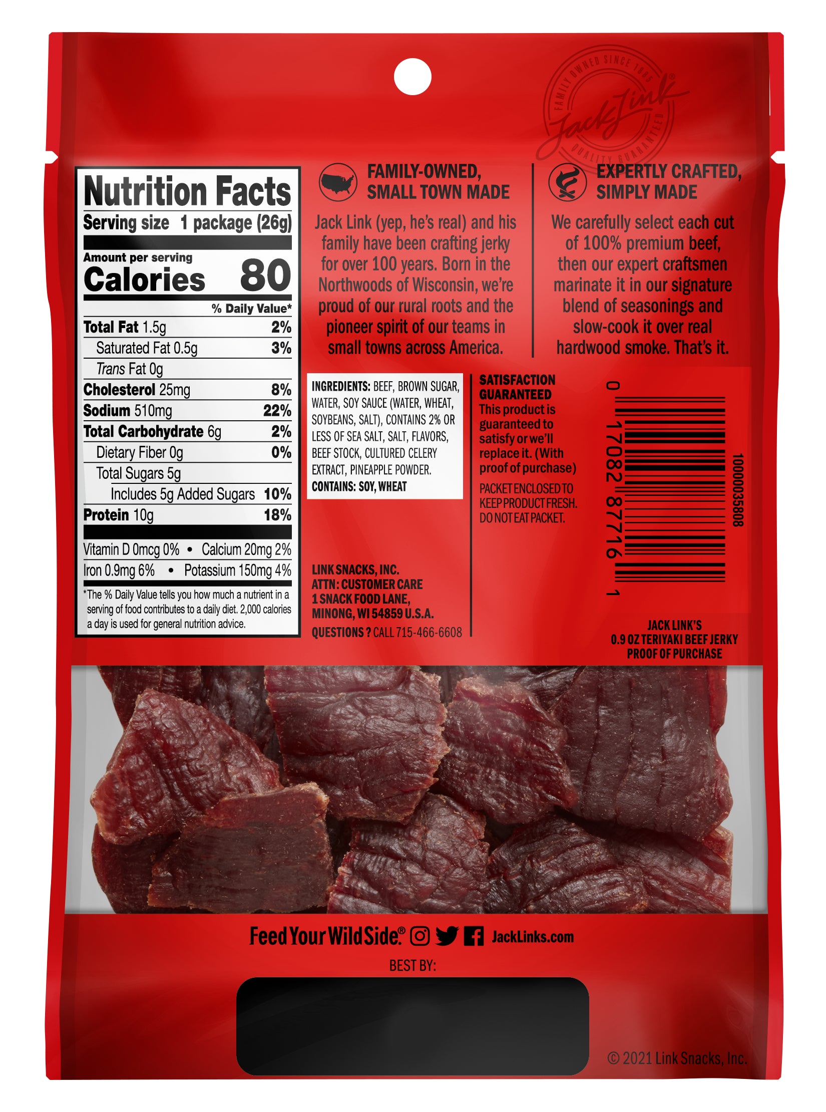 Jack Links Teriyaki Beef Steak Tender Bites, 1 Ounce -- 48