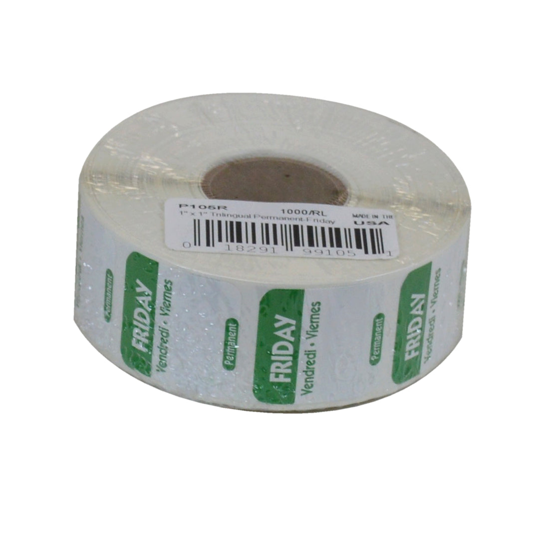 National Checking 1 Inch X 1 Inch Trilingual Green Friday Permanent Label-1000 Each