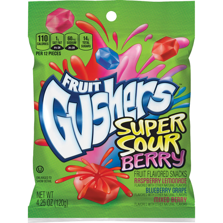 Gushers Fruit Gluten Free Super Sour Berry Fruit Snacks-34 oz.-6/Case