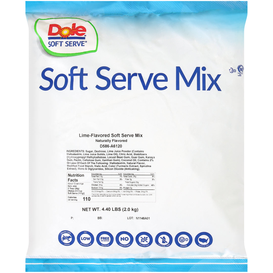Dole Soft Serve Lactose Free Shelf Stable Add Water Lime Soft Serve Mix-4.4 lb.-4/Case