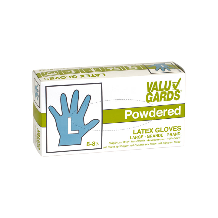 Valugards Latex Powdered Large Glove-100 Each-100/Box-10/Case