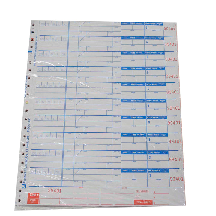 National Checking 9.25 Inch X 11 Inch 4 Part Carbonless White 10 Orders Pizza Order Form-1000 Each-1/Case