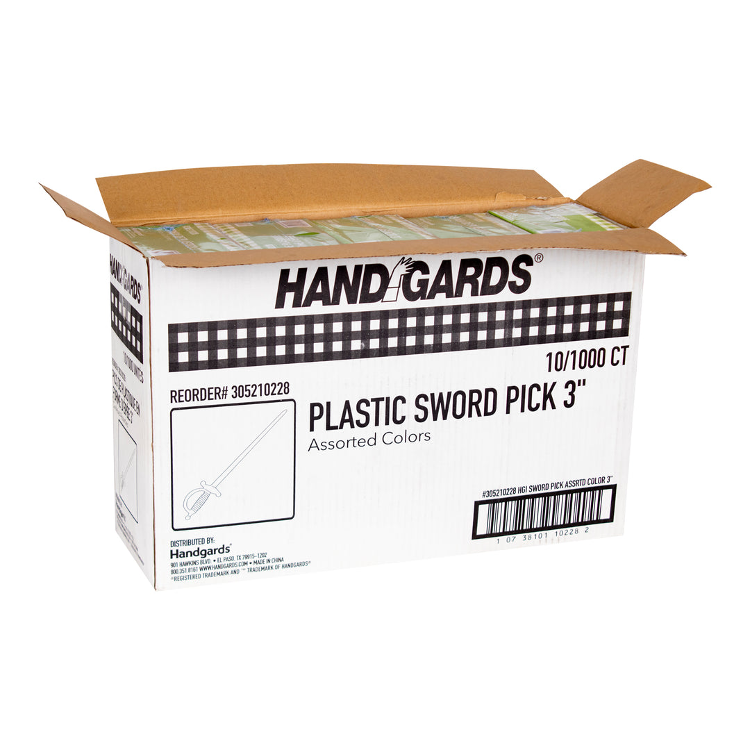 Handgards 3 Inch Assorted Color Plastic Sword Pick-1000 Each-1000/Box-10/Case