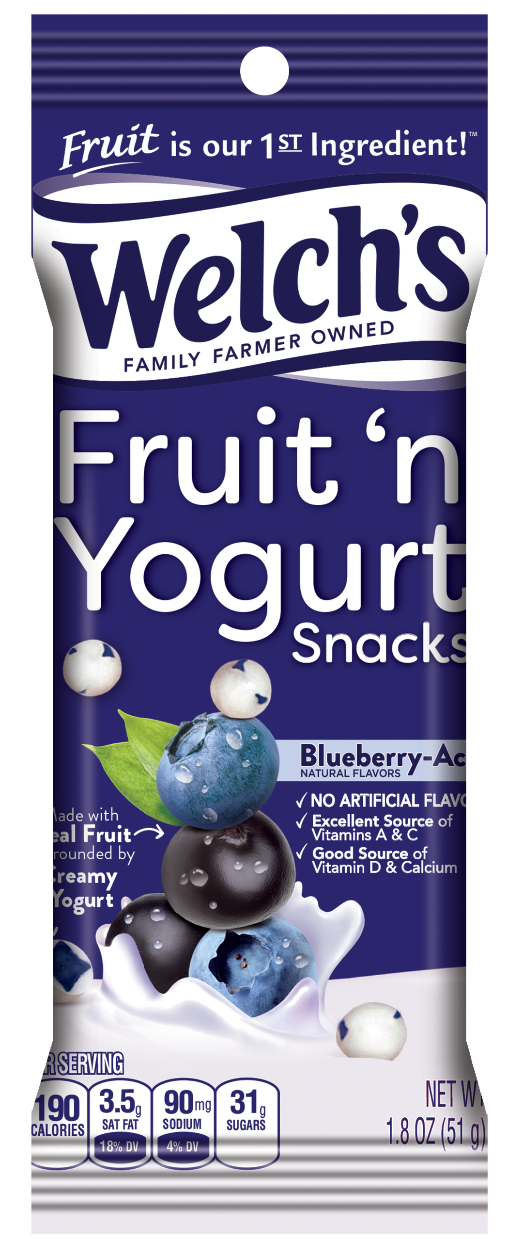 Welch's Fruit 'N Yogurt Blueberry Acai-1.8 oz.-10/Box-4/Case