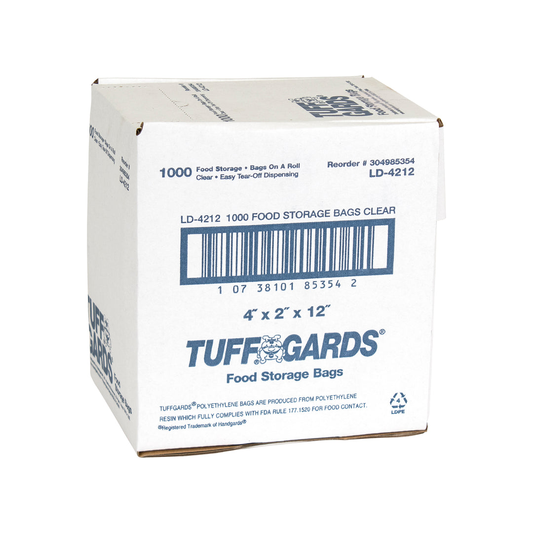 Tuffgards Low Density Poly Roll 4 Inch X 2 Inch X 12 Inch Food Bag-1000 Each-1000/Box-1/Case