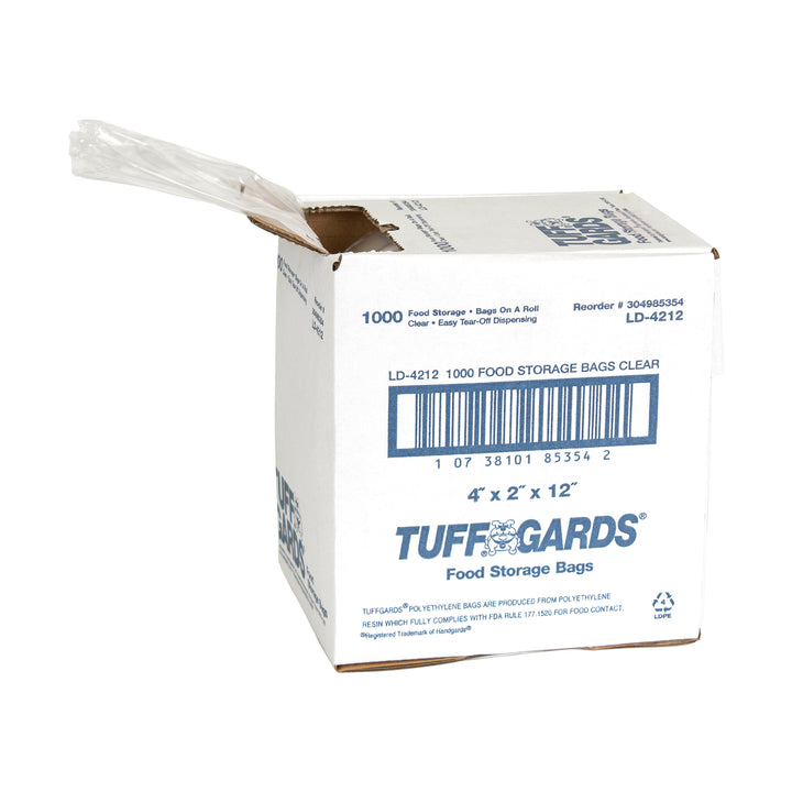 Tuffgards Low Density Poly Roll 4 Inch X 2 Inch X 12 Inch Food Bag-1000 Each-1000/Box-1/Case