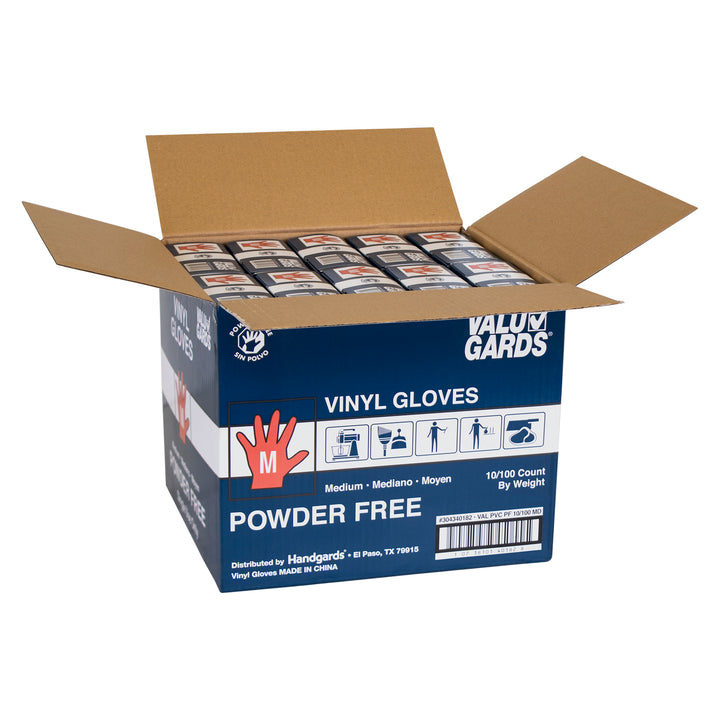 Valugards Powder Free Medium Vinyl Glove Foodservice-100 Each-100/Box-10/Case