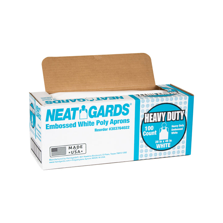 Neatgards Heavy Duty Embossed White Poly Apron-100 Each-100/Box-1/Case