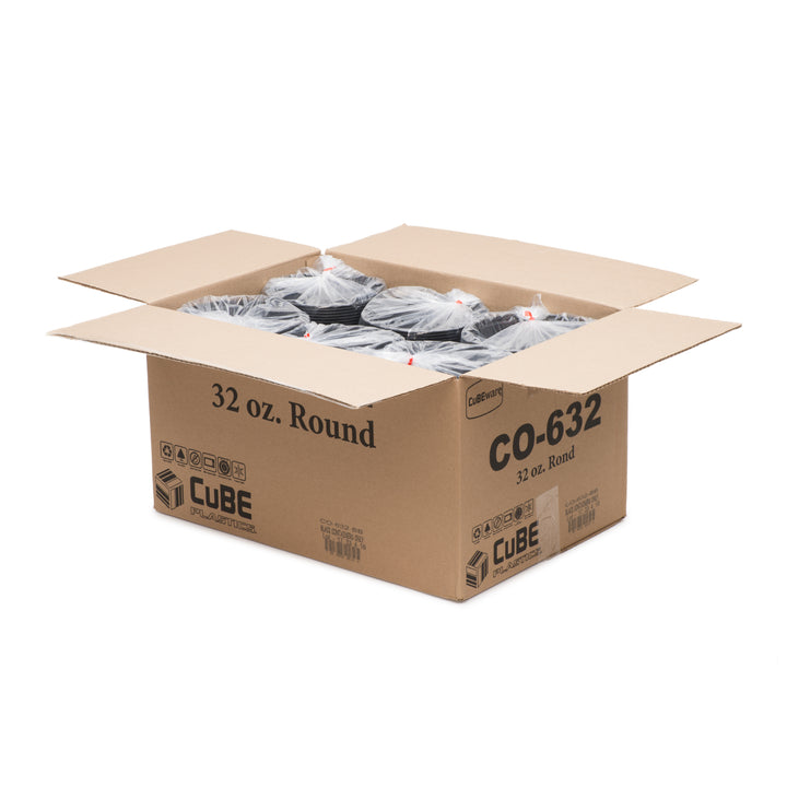 Cubeware 32 oz. Round Black Container-300 Piece-1/Case