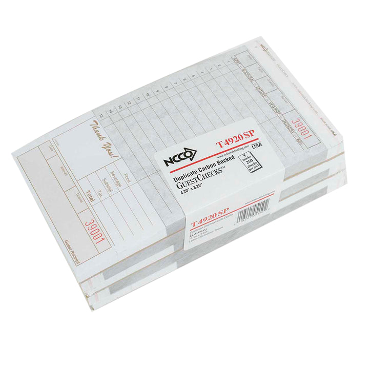 National Checking 4.2 Inch X 8.25 Inch 2 Part Carbon Tan 15 Line Guest Check-2000 Each-1/Case