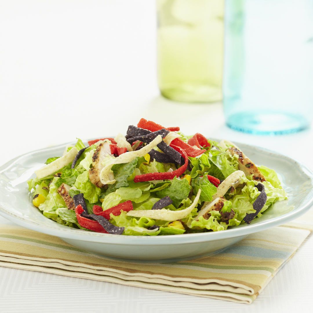 Fresh Gourmet Tri-Color Tortilla Strips Salad Salad Topping Bag-1 lb.-10/Case