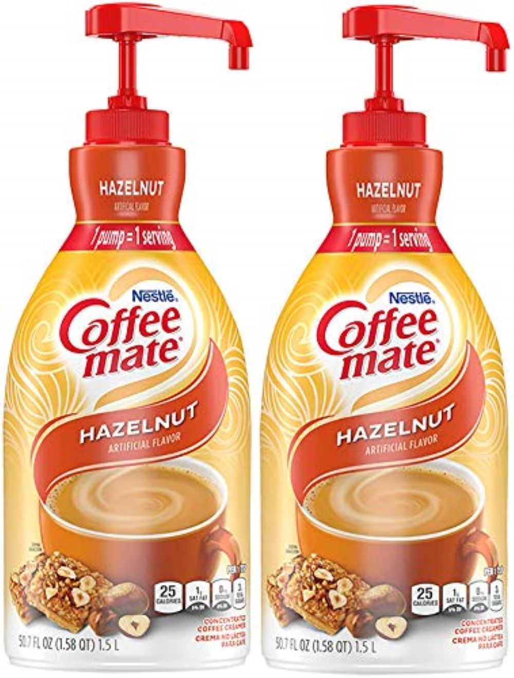 Coffee Mate Hazelnut Pump Concentrate Liquid Creamer-50.72 fl oz.-2/Case