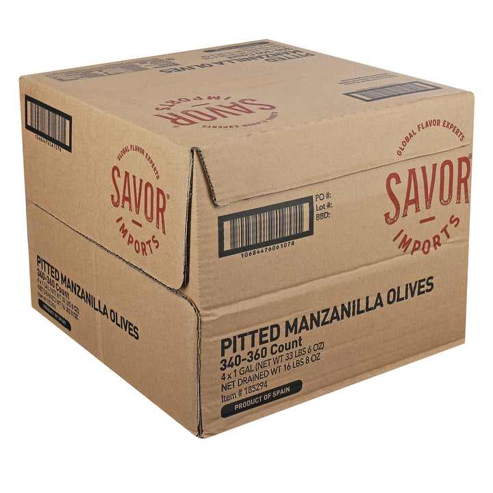 Savor Imports Pitted Manzanilla Olives-340/360 Count-1 Gallon- 4/Case-1 Gallon-4/Case