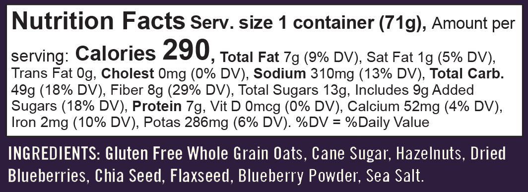 Bob's Red Mill Natural Foods Inc Gluten Free Blueberry Hazelnut Oatmeal Cup-2.5 oz.-12/Case
