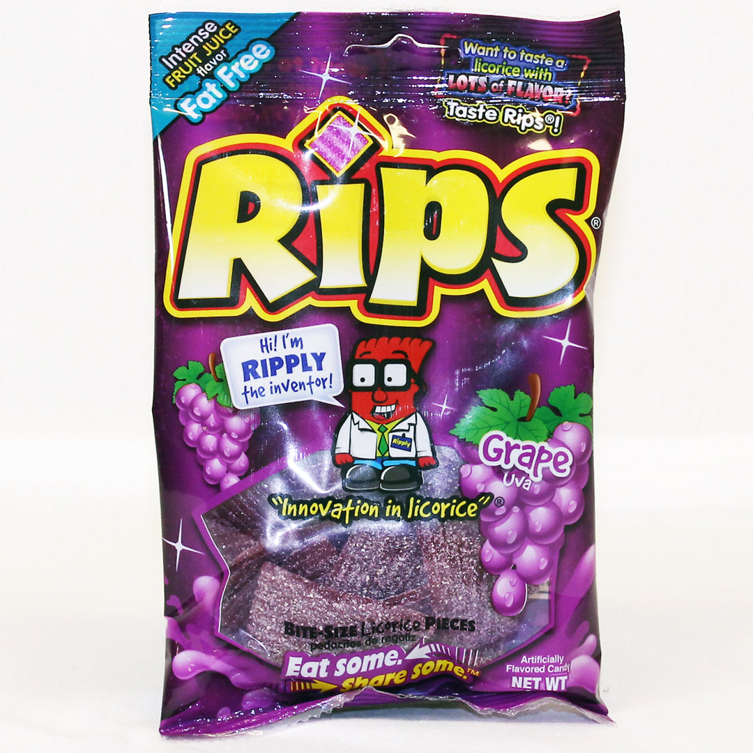 Rips Bite Size Grape Pieces Peg Bag-4 oz.-12/Case