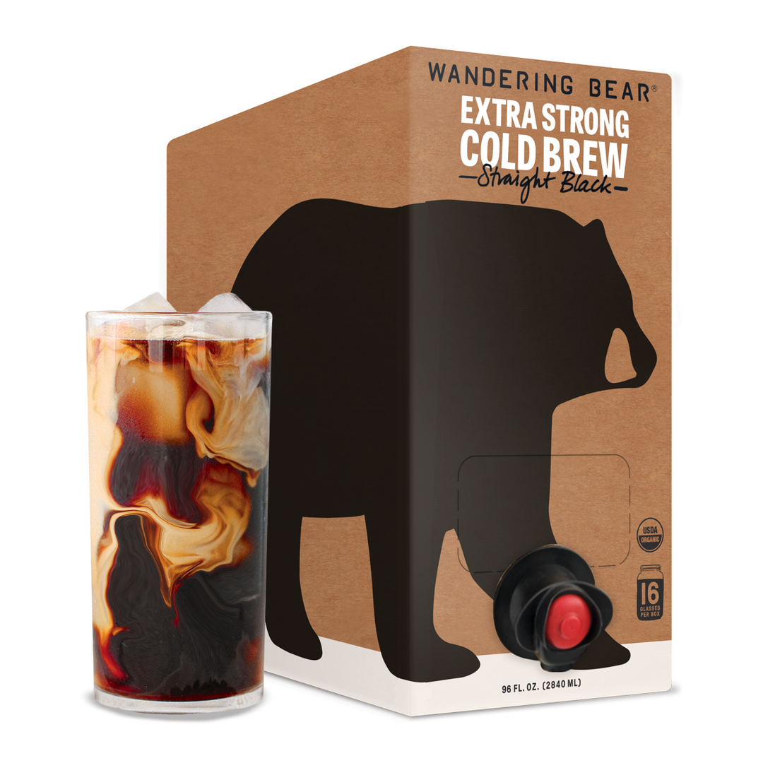 Wandering Bear Coffee Straight Black Cold Brew Coffee-96 fl oz.-3/Case