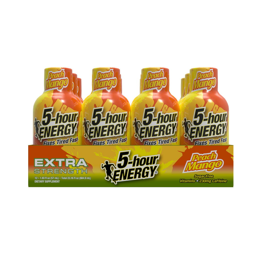 5-Hour Energy Extra Strength Peach Mango Energy Shot-1.93 fl oz.s-12/Box-18/Case