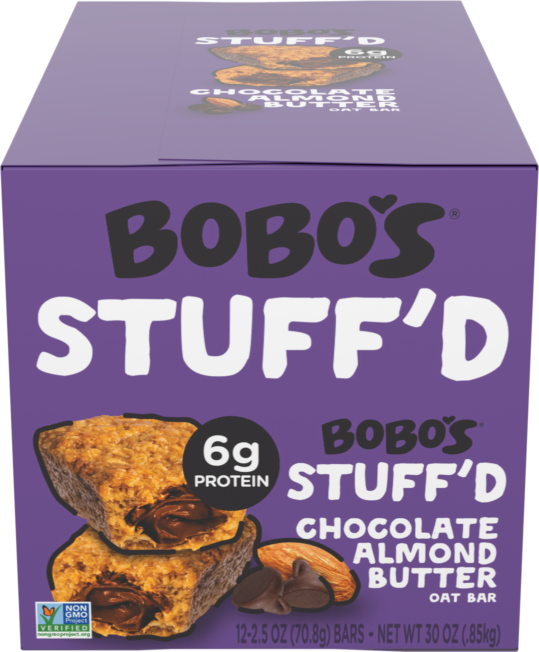 Bobo's Oat Bars Gluten Free-Vegan Chocolate Almond Butter Filled Bar-2.5 oz.-12/Box-4/Case