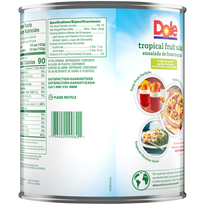 Dole Tropical Fruit Salad In Light Syrup-102.13 oz.-6/Case