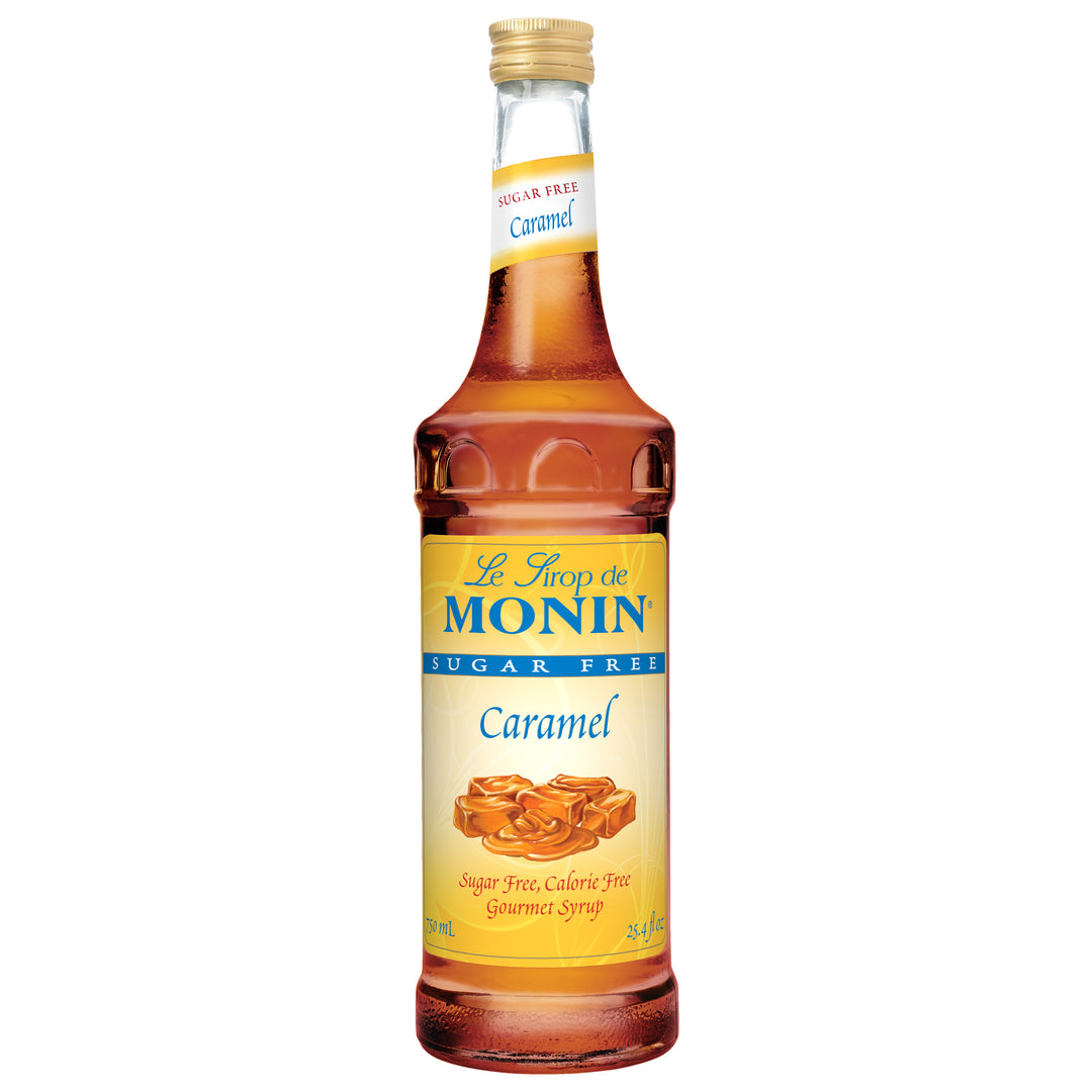 Monin Caramel Sugar Free Flavor Syrup Glass-750 Milileter-12/Case