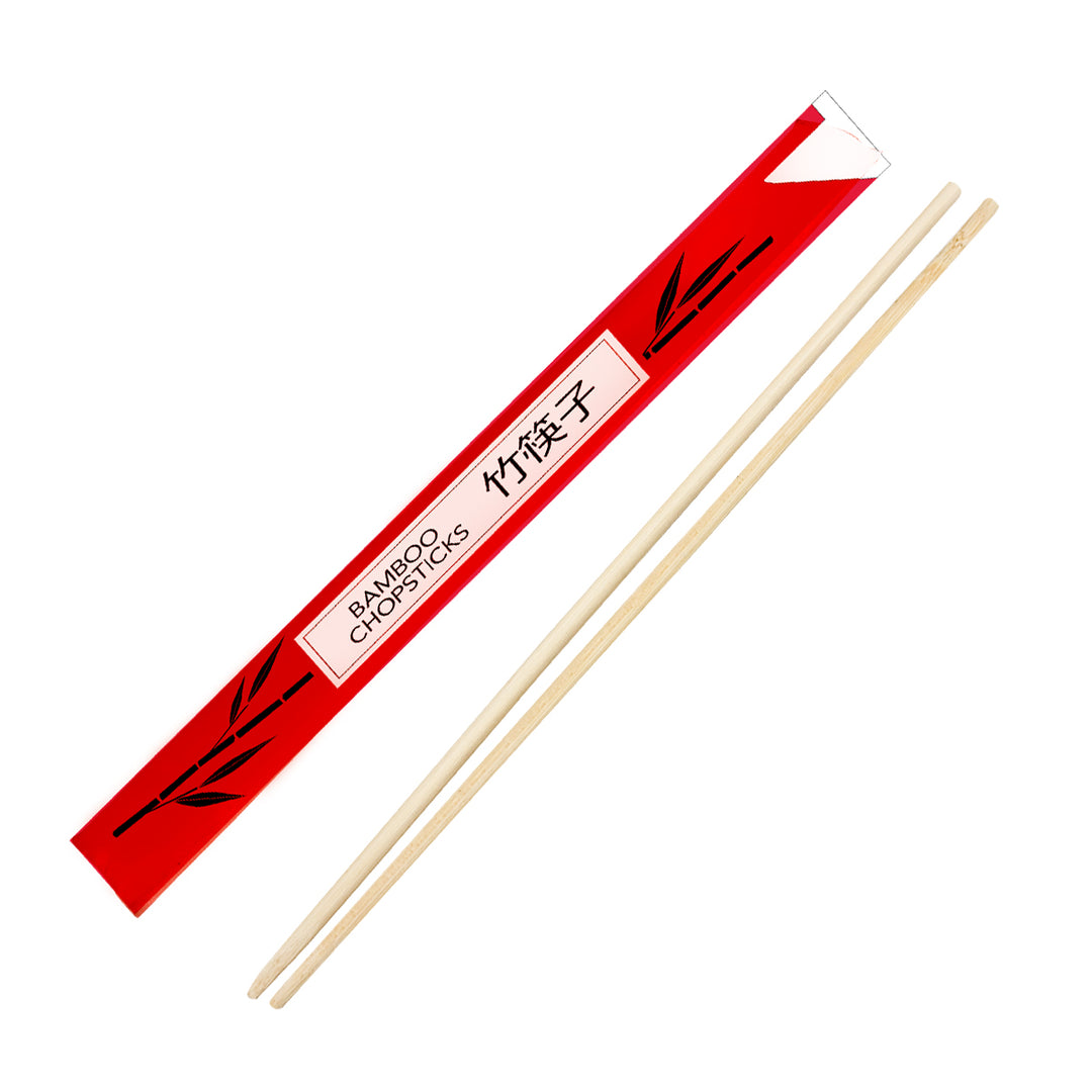 Handgards 9 Inch Bamboo Red Sleeve Chopstick-100 Each-100/Box-10/Case