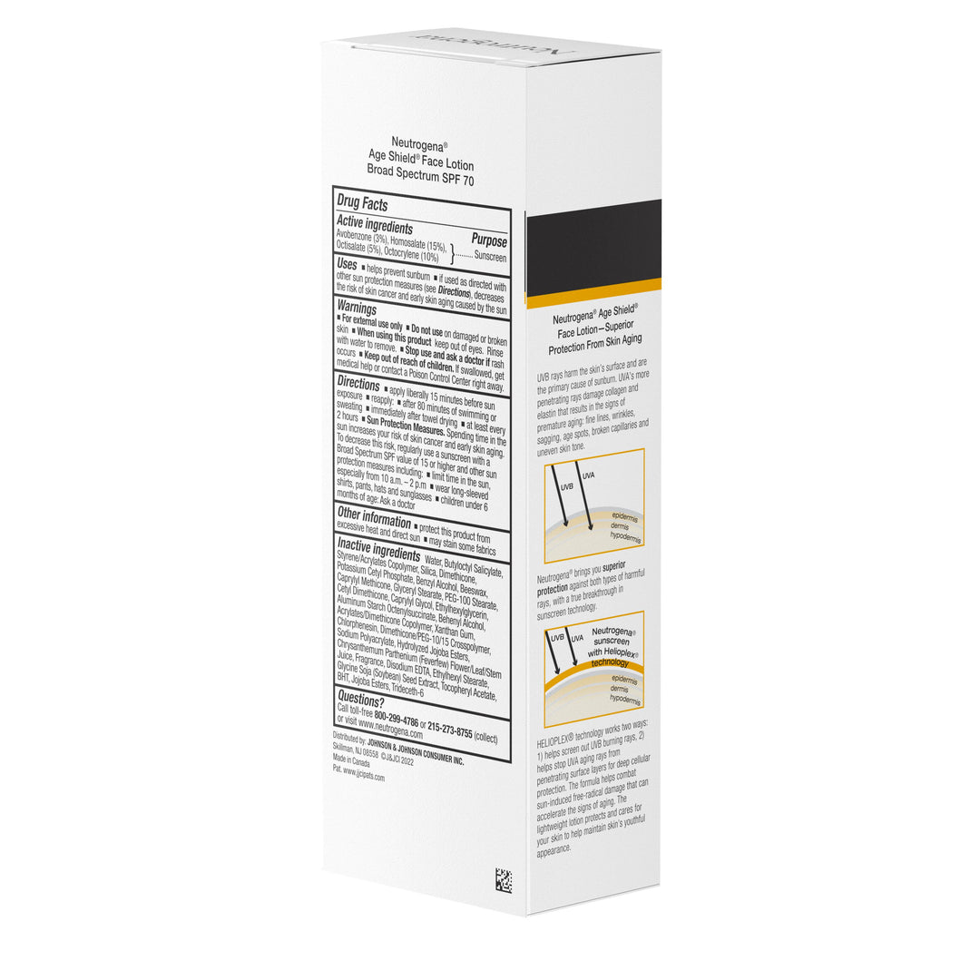 Neutrogena Age Shield Face Sunscreen Spf70 Lotion-3 fl oz.-3/Box-4/Case
