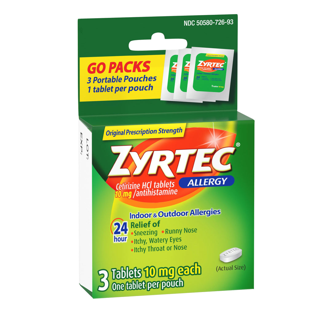 Zyrtec Allergy Tablets-3 Count-6/Box-12/Case
