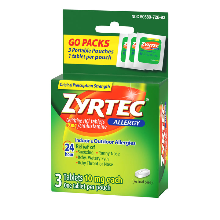 Zyrtec Allergy Tablets-3 Count-6/Box-12/Case
