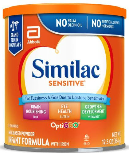 Similac Sensitive Non-Gmo Milk-Based Powder Infant Formula Can With Iron-12.5 oz.-6/Case