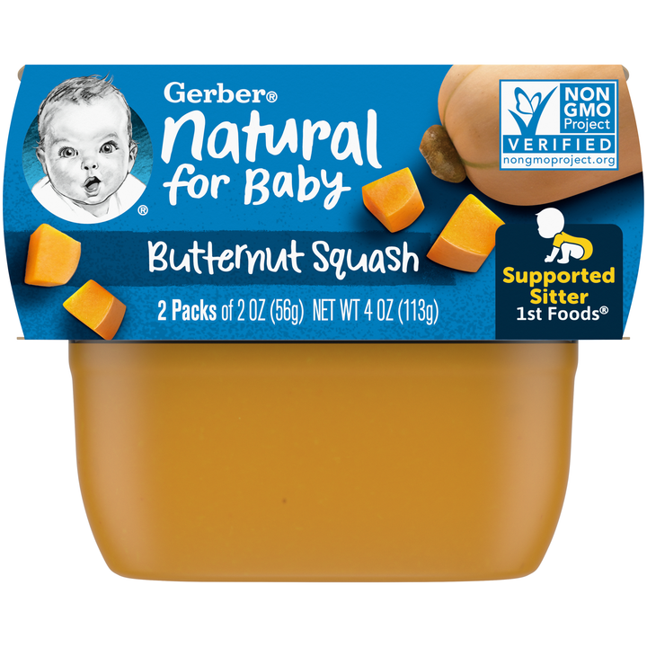 Gerber 1St Foods Non-Gmo Butternut Squash Puree Baby Food Tub-2X 2 Oz Tubs-4 oz.-4/Box-2/Case