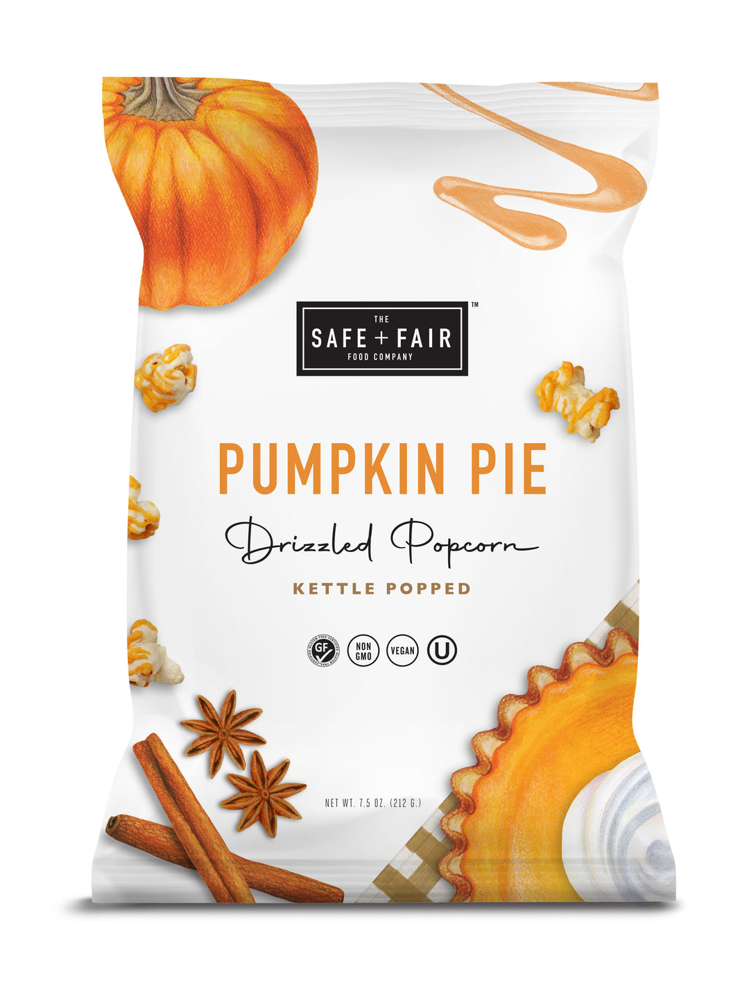 Safe + Fair Pumpkin Pie Drizzled Popcorn-7.5 oz.-5/Case