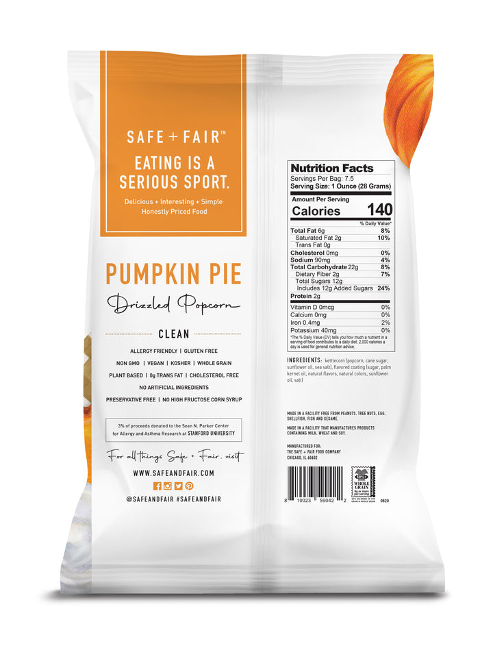 Safe + Fair Pumpkin Pie Drizzled Popcorn-7.5 oz.-5/Case