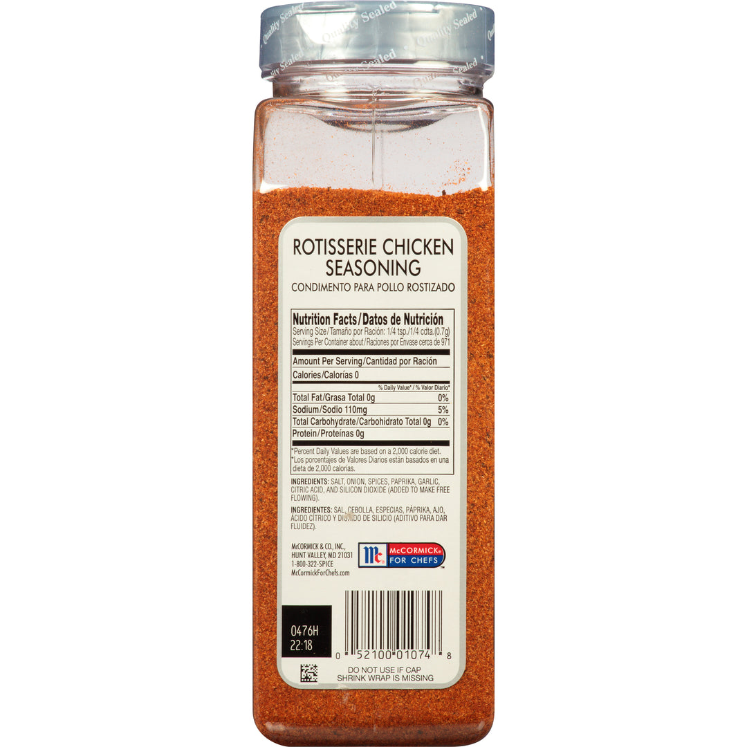 Mccormick Kosher Halal Organic 95% Rotisserie Chicken Seasoning-24 oz.-6/Case
