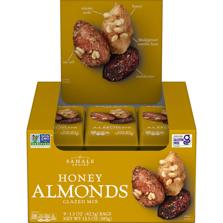 Sahale Glazed Honey Almonds Mix-1.5 oz.-9/Box-12/Case