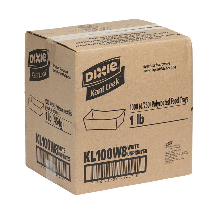 Kant Leek Dixie 1 Lb Polycoated White Food Tray-250 Count-4/Case
