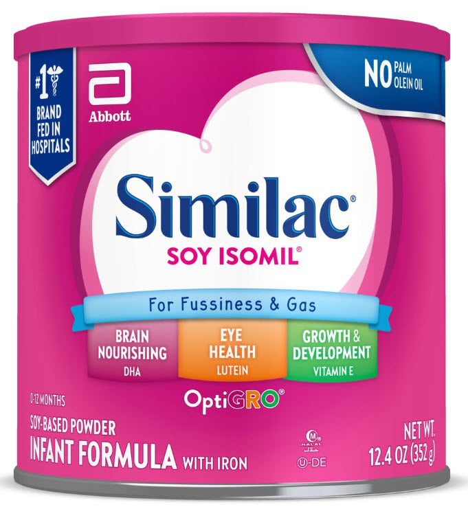 Similac Isomil For Fussiness & Gas Soy-Based Powder Infant Formula Can With Iron-12.4 oz.-6/Case