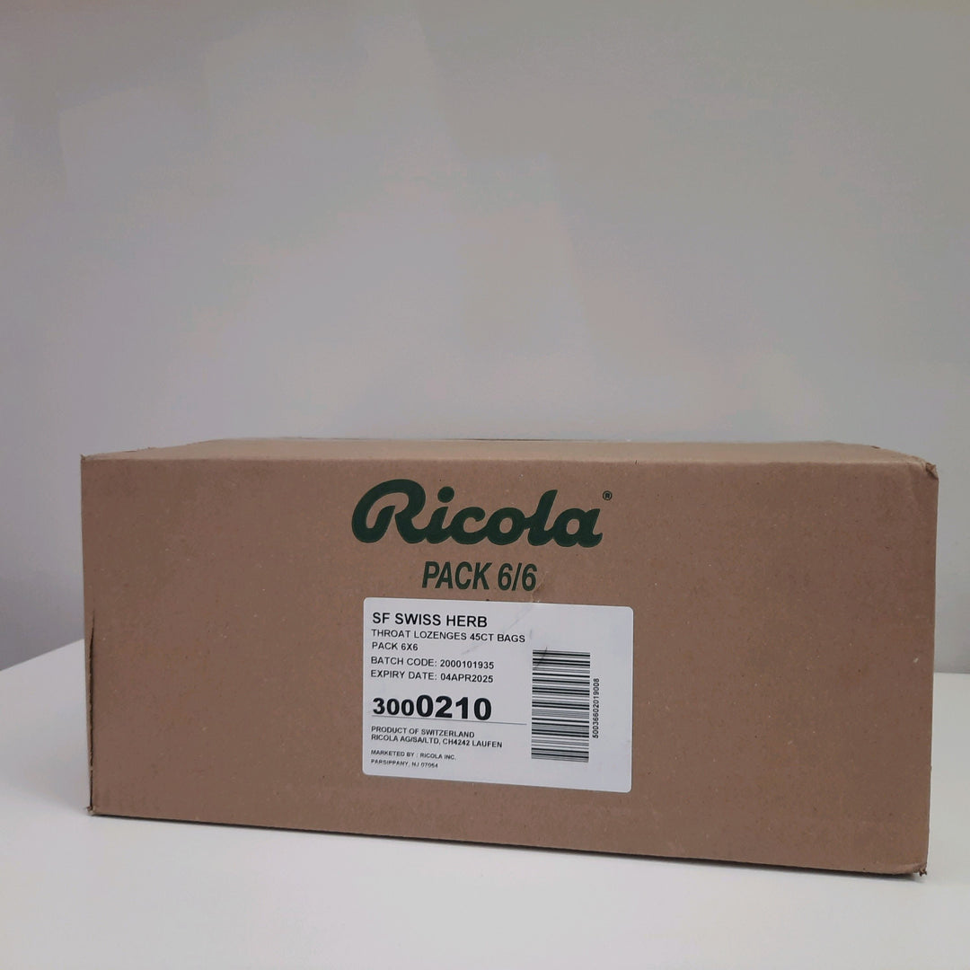 Ricola Sugar Free Swiss Herb-45 Count-6/Box-6/Case