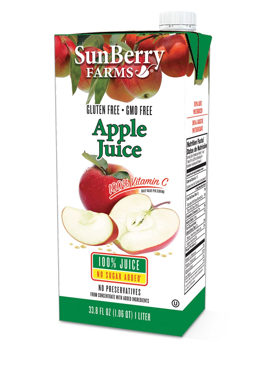Sunberry Farms Apple Juice 100%-33.8 fl oz.-12/Case