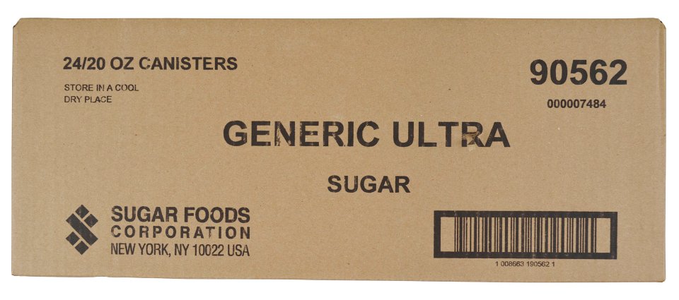 Sugar Foods Sugar Canister-20 oz.-24/Case
