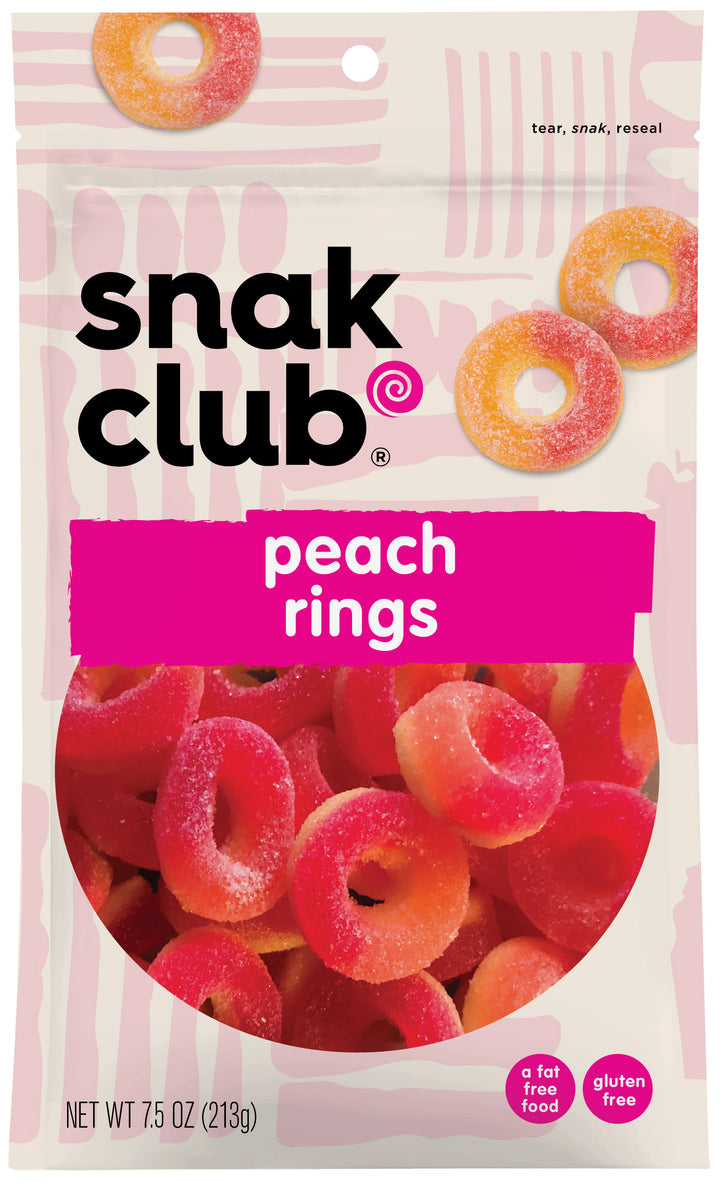Snak Club Century Snacks Premium Peach Rings-0.47 lb.-6/Case