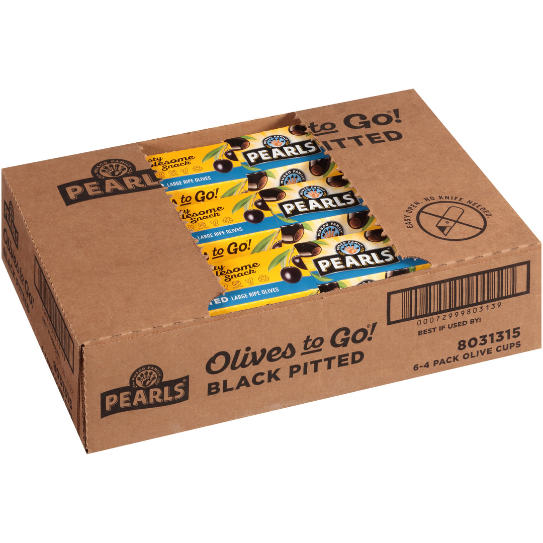 Pearls Black Pitted Olives To Go-4.8 oz.-6/Case
