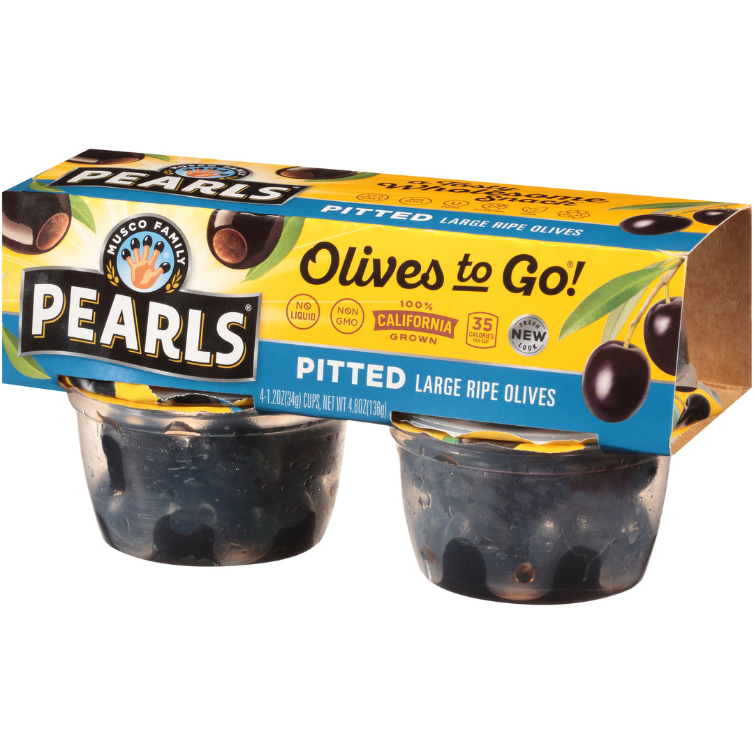 Pearls Black Pitted Olives To Go-4.8 oz.-6/Case