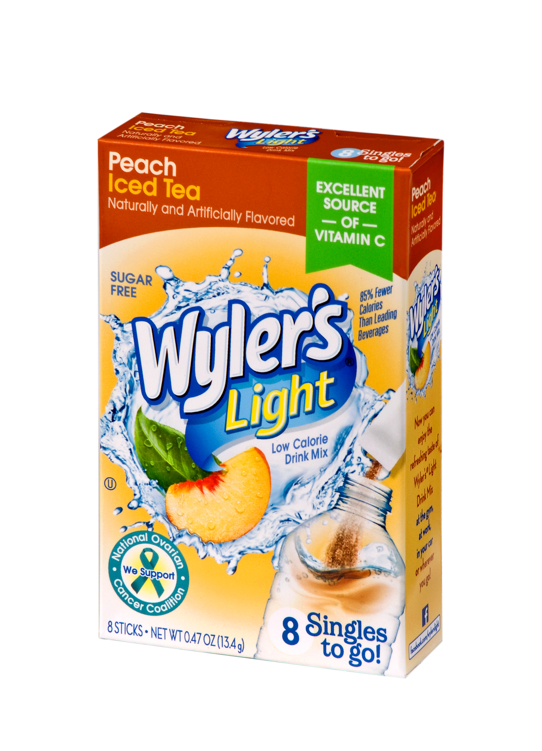 Wyler's Peach Ice Tea Drink Mix Singles To Go-8 Count-12/Case