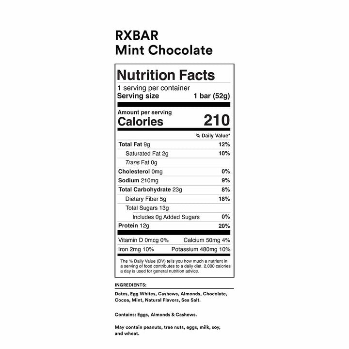 Rxbar Mint Chocolate Protein Bar-1.83 oz.-12/Box-6/Case