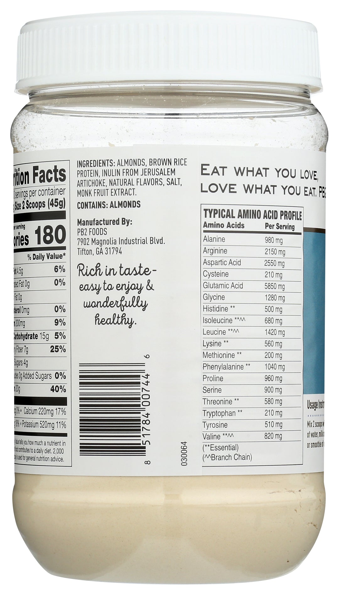 Pb2 Foods Performance Almond With Madagascar Vanilla-16 oz.-6/Case