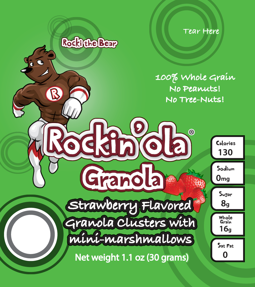 Rockin'ola Strawberry Granola With Mini Marshmallow-30 Gram-250/Case